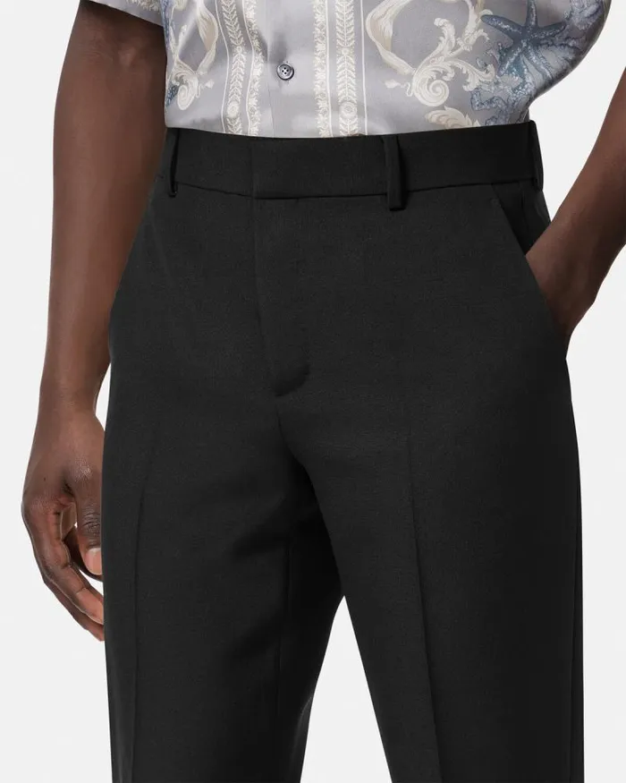 MohairBlend Formal Pants Black Men Versace Pants and Shorts