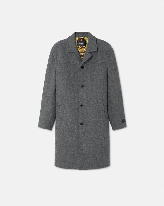 Moulin Wool Coat Gray Men Versace Jackets and Coats