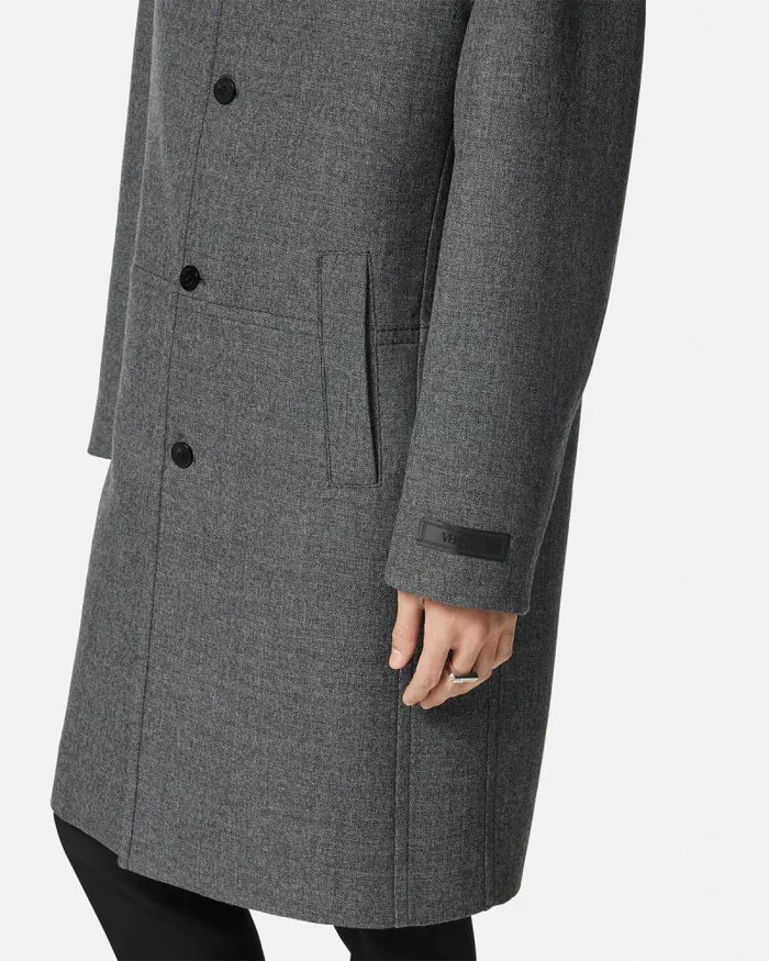 Moulin Wool Coat Gray Men Versace Jackets and Coats