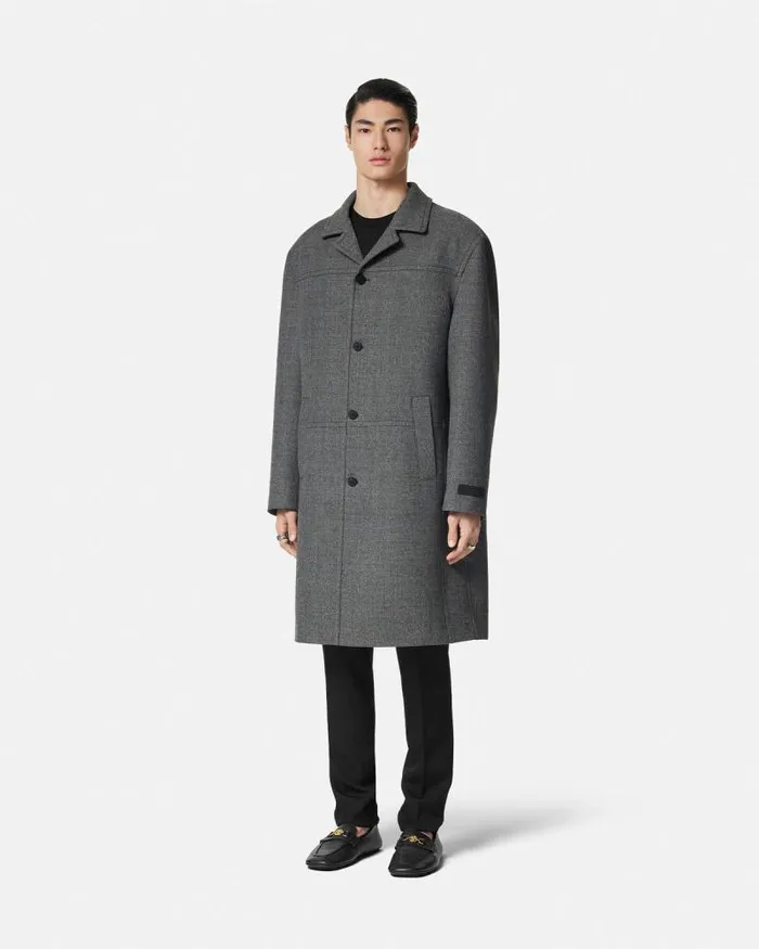 Moulin Wool Coat Gray Men Versace Jackets and Coats