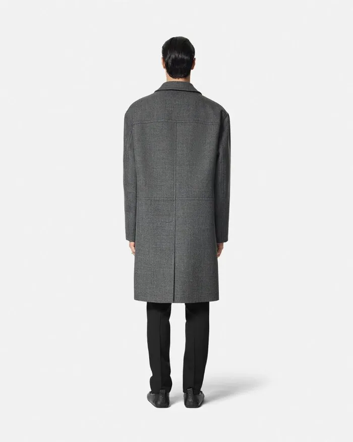 Moulin Wool Coat Gray Men Versace Jackets and Coats