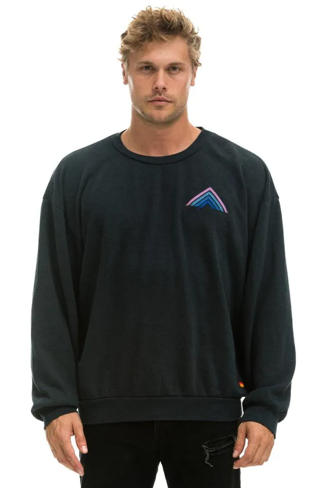 Mountain Stitch Relaxed Crew Sweatshirt 8211 Charcoal Blue Purple WomenMen Aviator Nation Sweatshirts