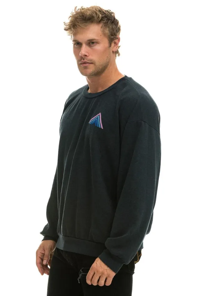 Mountain Stitch Relaxed Crew Sweatshirt 8211 Charcoal Blue Purple WomenMen Aviator Nation Sweatshirts