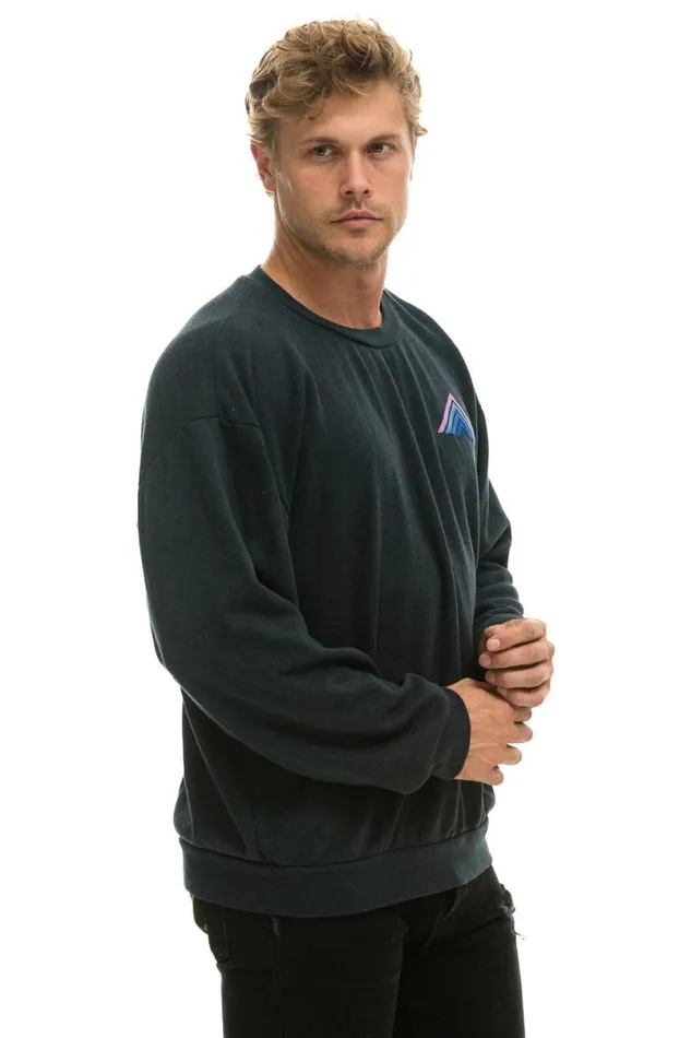 Mountain Stitch Relaxed Crew Sweatshirt 8211 Charcoal Blue Purple WomenMen Aviator Nation Sweatshirts