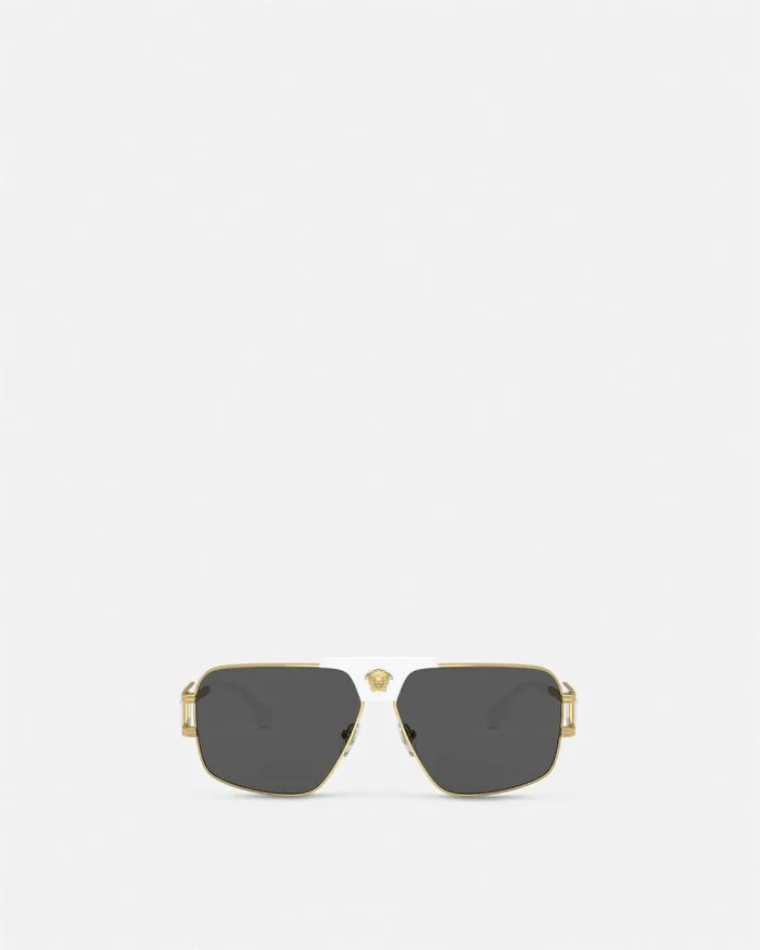 Navigator Sunglasses White Men Versace Sunglasses