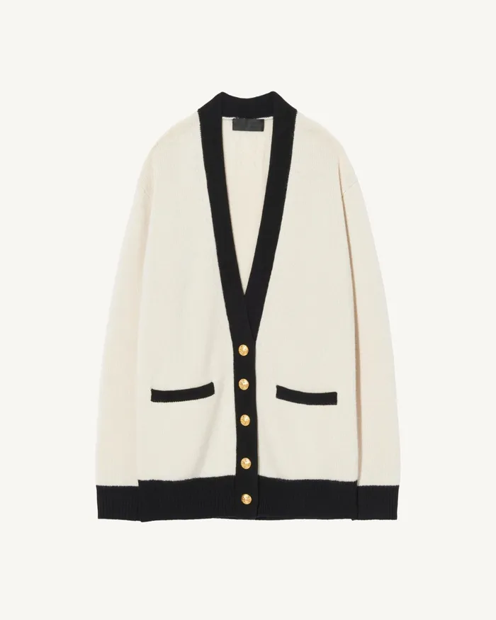 NESHAT CASHMERE CARDIGAN Ivoryblack Women Nili Lotan Knits and Sweaters