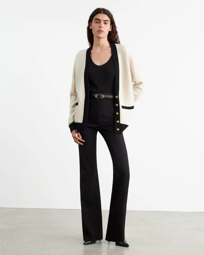 NESHAT CASHMERE CARDIGAN Ivoryblack Women Nili Lotan Knits and Sweaters