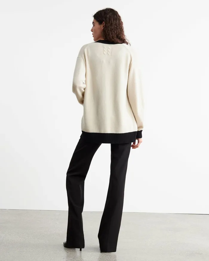 NESHAT CASHMERE CARDIGAN Ivoryblack Women Nili Lotan Knits and Sweaters