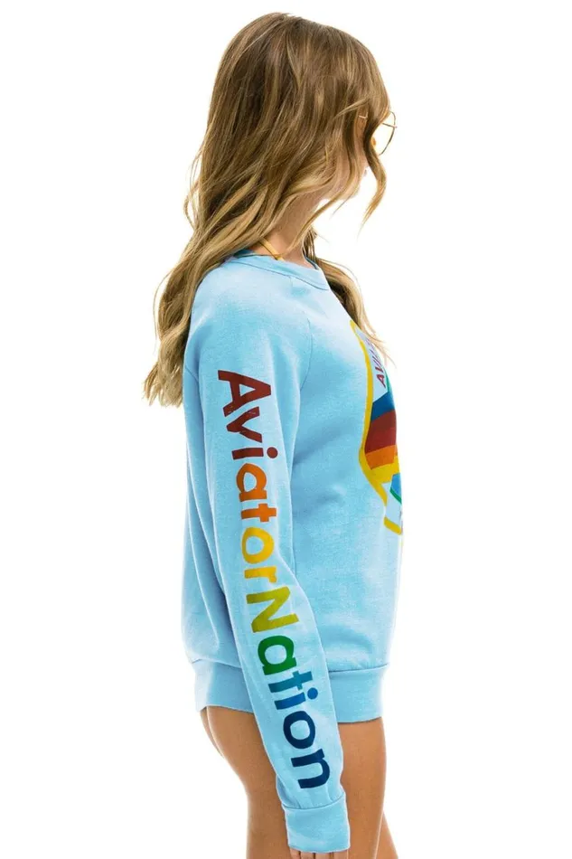 New York City Crew Sweatshirt 8211 Sky WomenMen Aviator Nation Sweatshirts