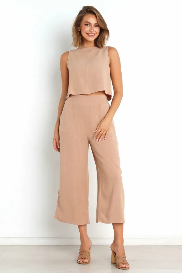 Nicola Top Brown Women Matching Sets Petal and Pup