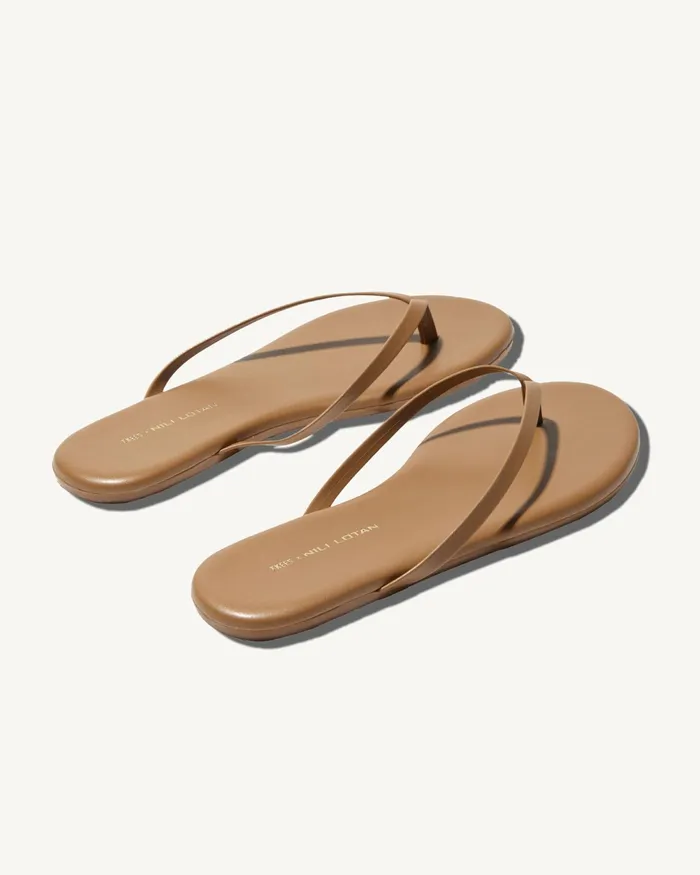 NL X TKEES LEATHER FLIP FLOP Black Women Nili Lotan Belts and Accessories