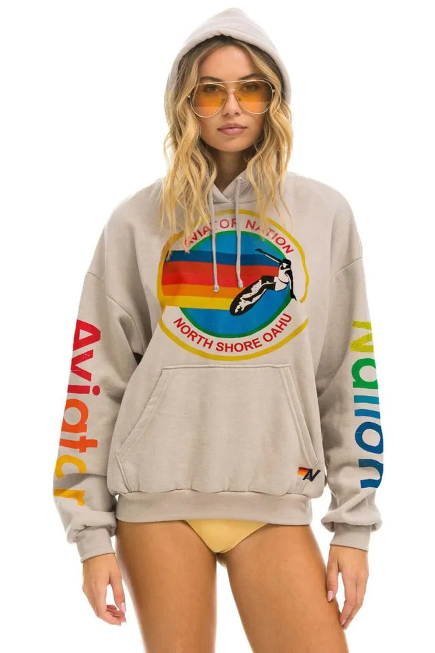 North Shore Relaxed Pullover Hoodie 8211 Sand WomenMen Aviator Nation Hoodies