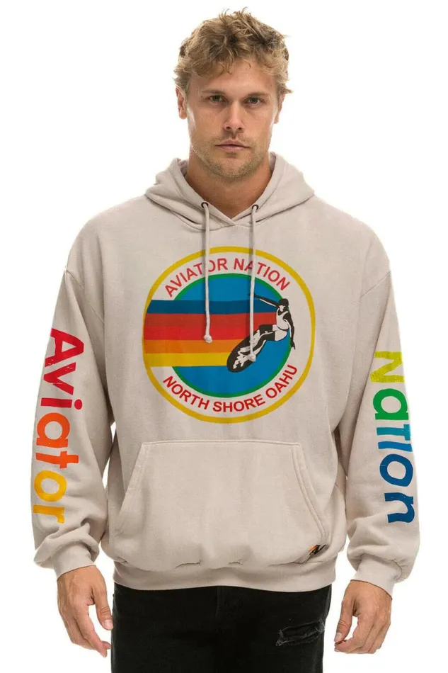 North Shore Relaxed Pullover Hoodie 8211 Sand WomenMen Aviator Nation Hoodies