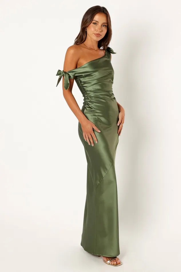 Off The Shoulder Dresses Women Selma Off Shoulder Maxi Dress Olive Petal and Pup