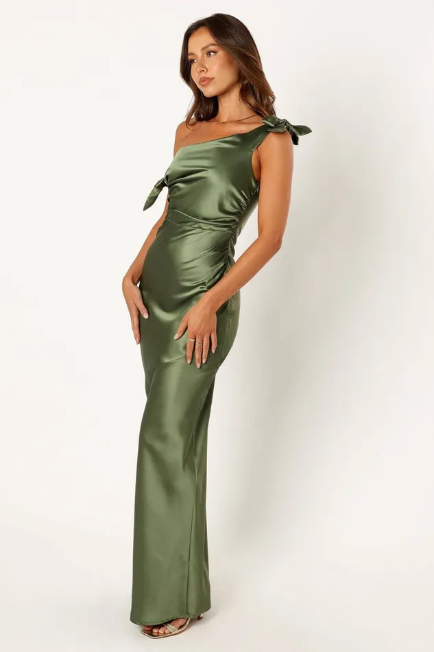 Off The Shoulder Dresses Women Selma Off Shoulder Maxi Dress Olive Petal and Pup