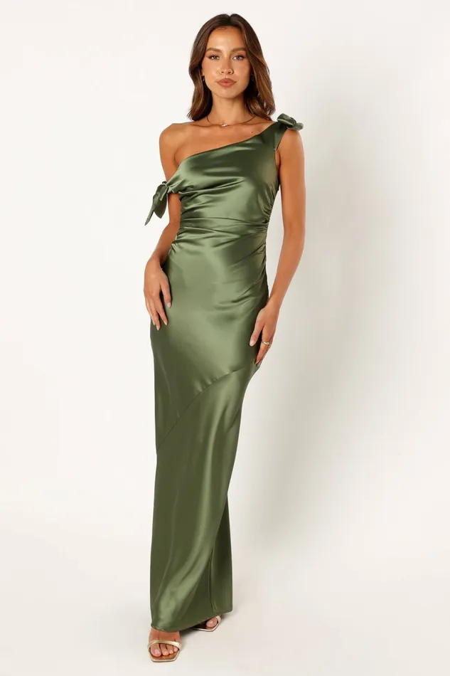 Off The Shoulder Dresses Women Selma Off Shoulder Maxi Dress Olive Petal and Pup