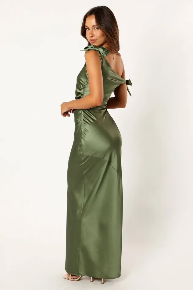 Off The Shoulder Dresses Women Selma Off Shoulder Maxi Dress Olive Petal and Pup