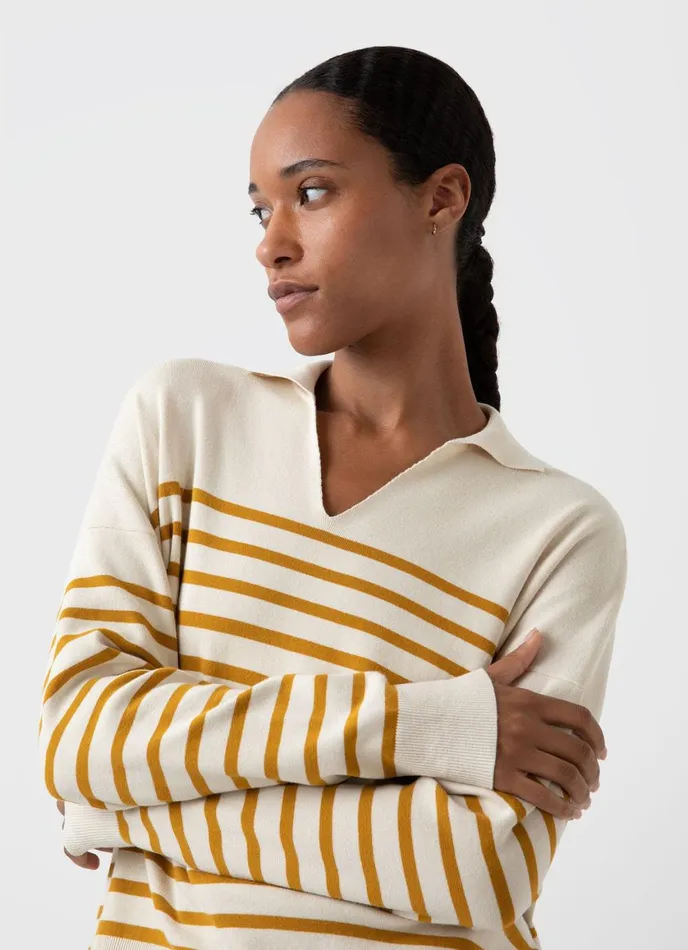Open Neck Jumper Ecrucider Breton Stripe Women SUNSPEL Knitwear