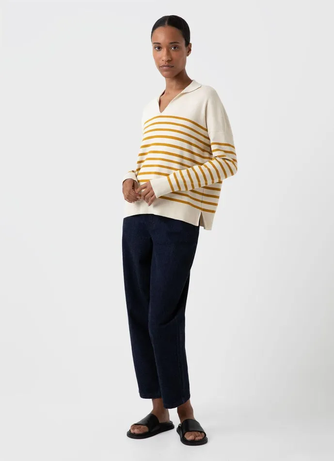 Open Neck Jumper Ecrucider Breton Stripe Women SUNSPEL Knitwear