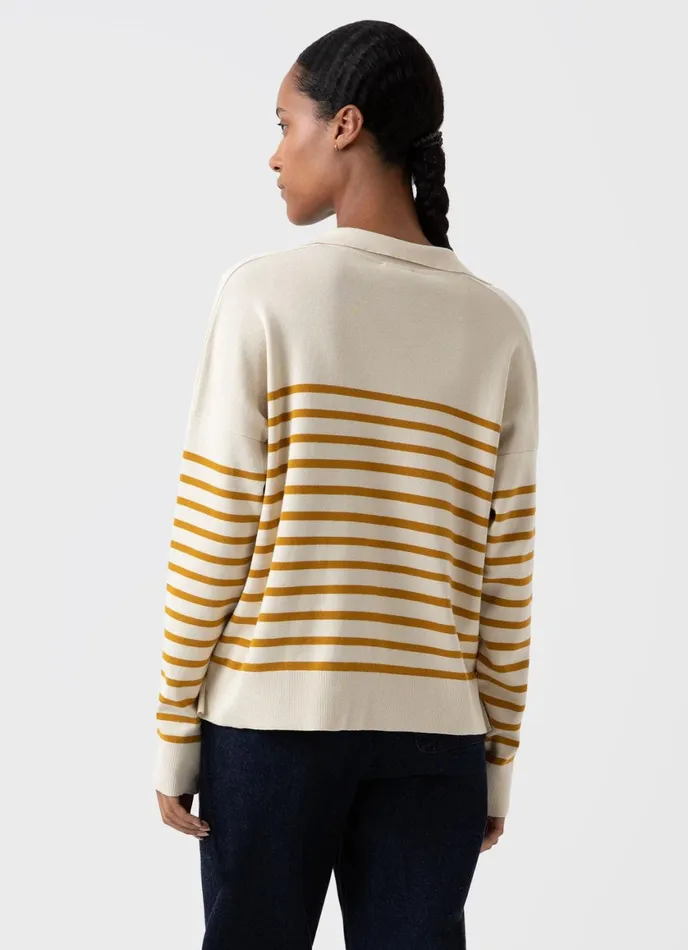 Open Neck Jumper Ecrucider Breton Stripe Women SUNSPEL Knitwear