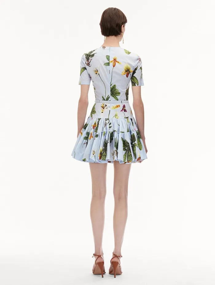 Orchid Cotton Poplin Mini Dress Light Blue Multi Women Oscar De La Renta Dresses Orchid Cotton Poplin Mini Dress Light Blue Multi Women Oscar De La Renta Dresses