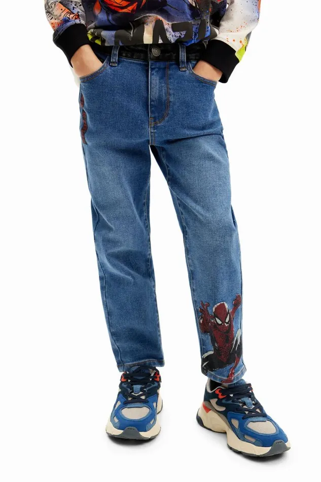 Pants and Jeans Kids Desigual Embroidered Spiderman Jeans Blue