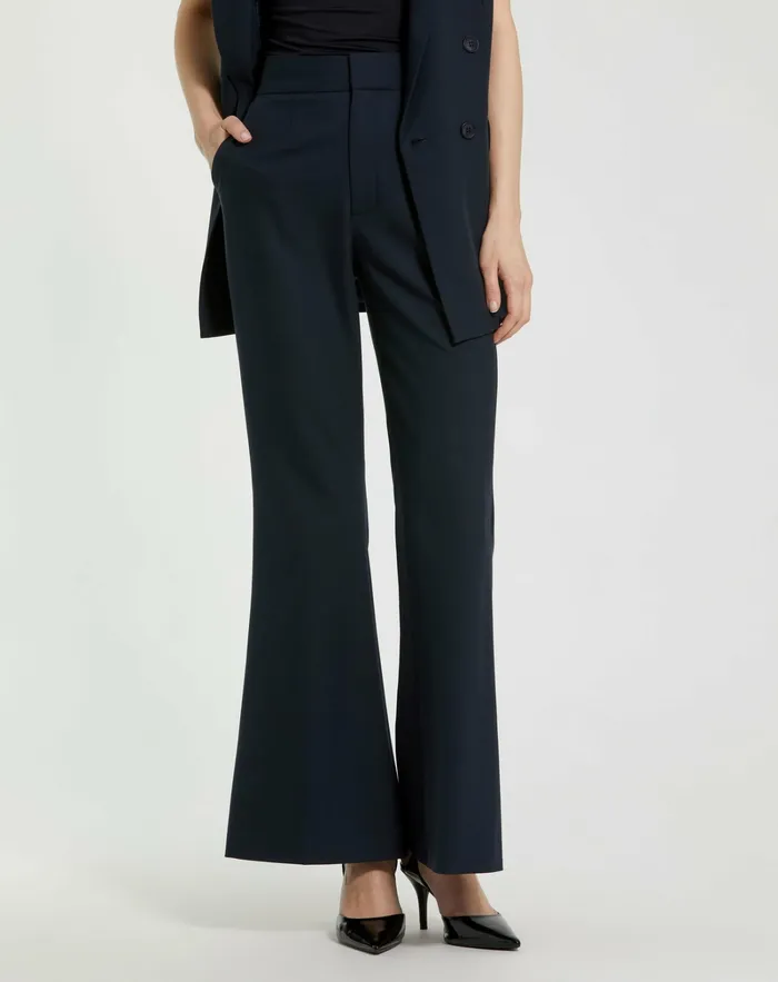 Pants Mac Duggal Women Navy Classic Crepe Flared Trouser Pant 8211 FINAL SALE Navy