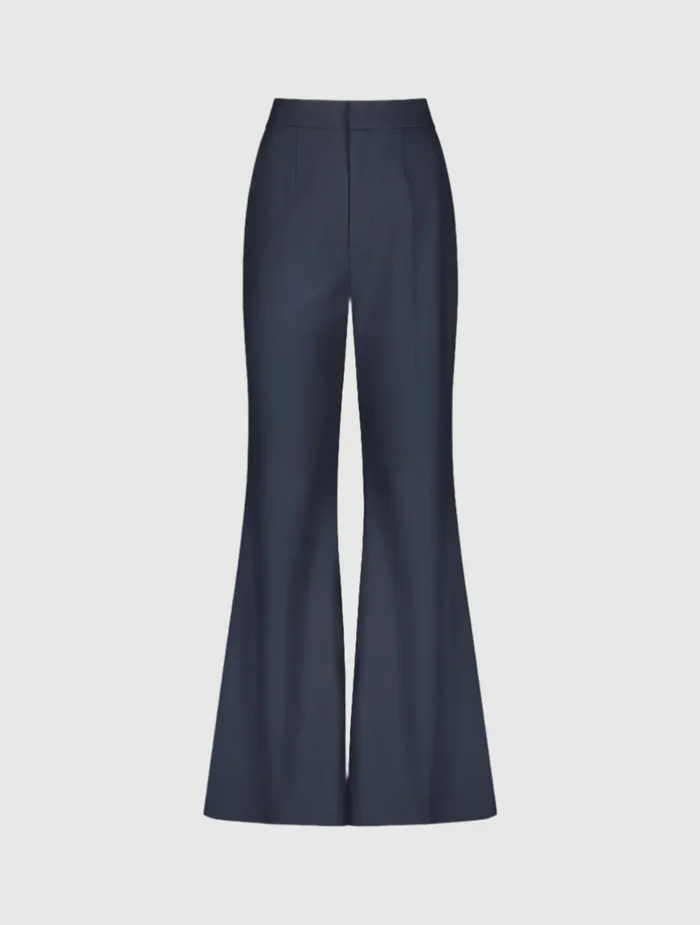 Pants Mac Duggal Women Navy Classic Crepe Flared Trouser Pant 8211 FINAL SALE Navy
