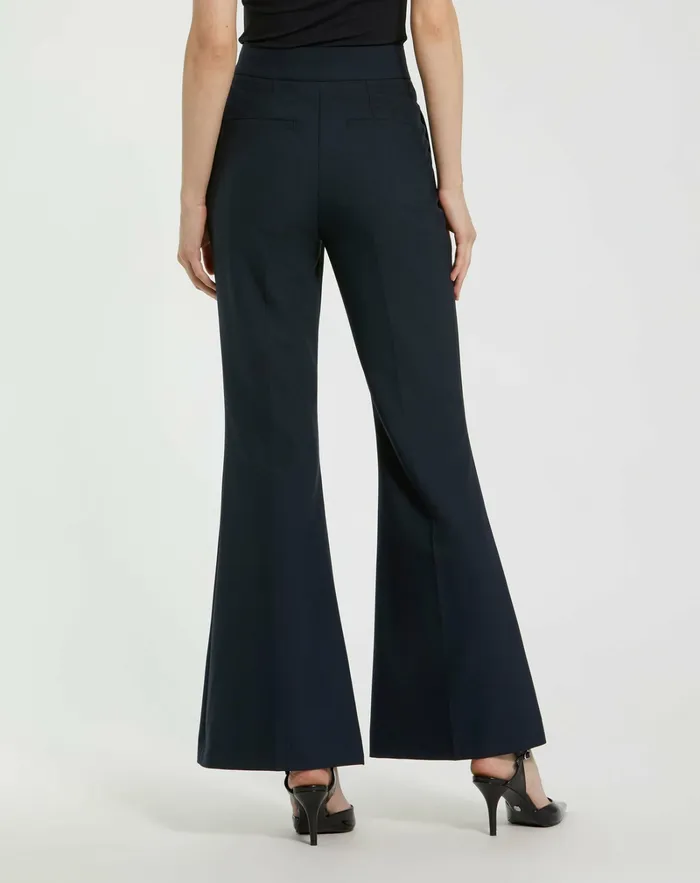 Pants Mac Duggal Women Navy Classic Crepe Flared Trouser Pant 8211 FINAL SALE Navy