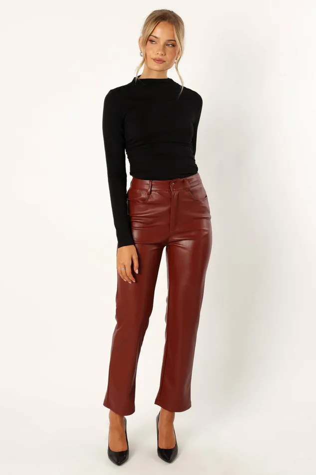 Pants Petal and Pup Women Maverick Vegan Leather Pants Merlot