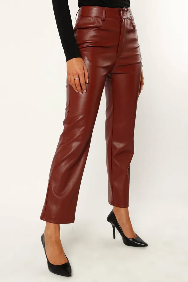 Pants Petal and Pup Women Maverick Vegan Leather Pants Merlot