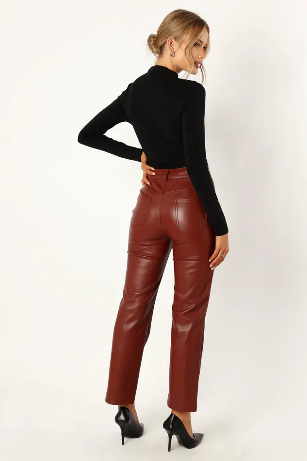 Pants Petal and Pup Women Maverick Vegan Leather Pants Merlot
