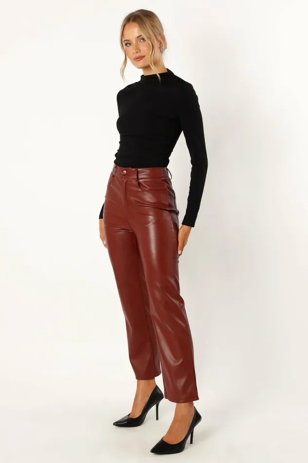 Pants Petal and Pup Women Maverick Vegan Leather Pants Merlot