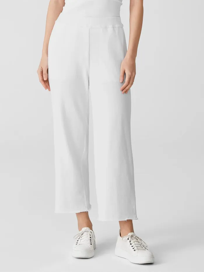 Pants Shorts and Jumpsuits Women Eileen Fisher Lightweight Organic Cotton Terry Straight Pant White