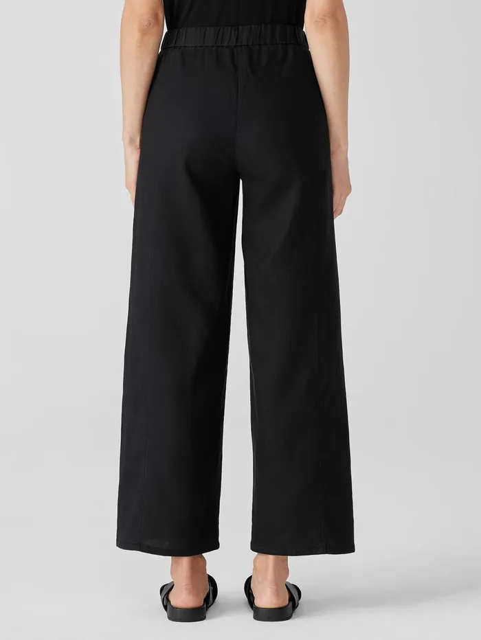 Pants Shorts and Jumpsuits Women Eileen Fisher Organic Linen Wide Trouser Pant Black