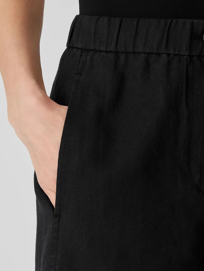 Pants Shorts and Jumpsuits Women Eileen Fisher Organic Linen Wide Trouser Pant Black