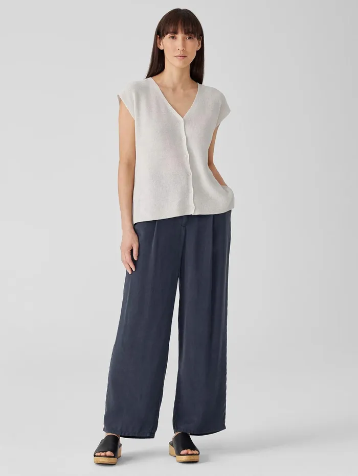 Pants Shorts and Jumpsuits Women Eileen Fisher Sandwashed Twill Wide Trouser Pant Ocean