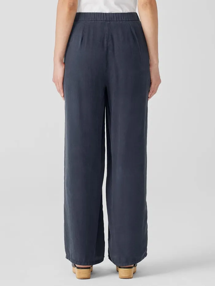 Pants Shorts and Jumpsuits Women Eileen Fisher Sandwashed Twill Wide Trouser Pant Ocean