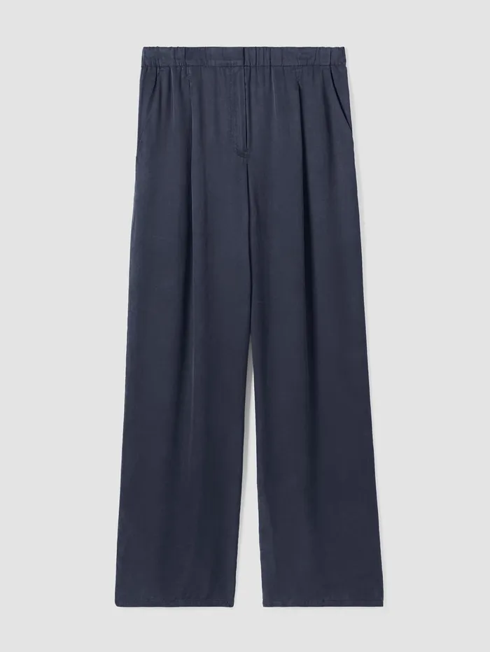 Pants Shorts and Jumpsuits Women Eileen Fisher Sandwashed Twill Wide Trouser Pant Ocean