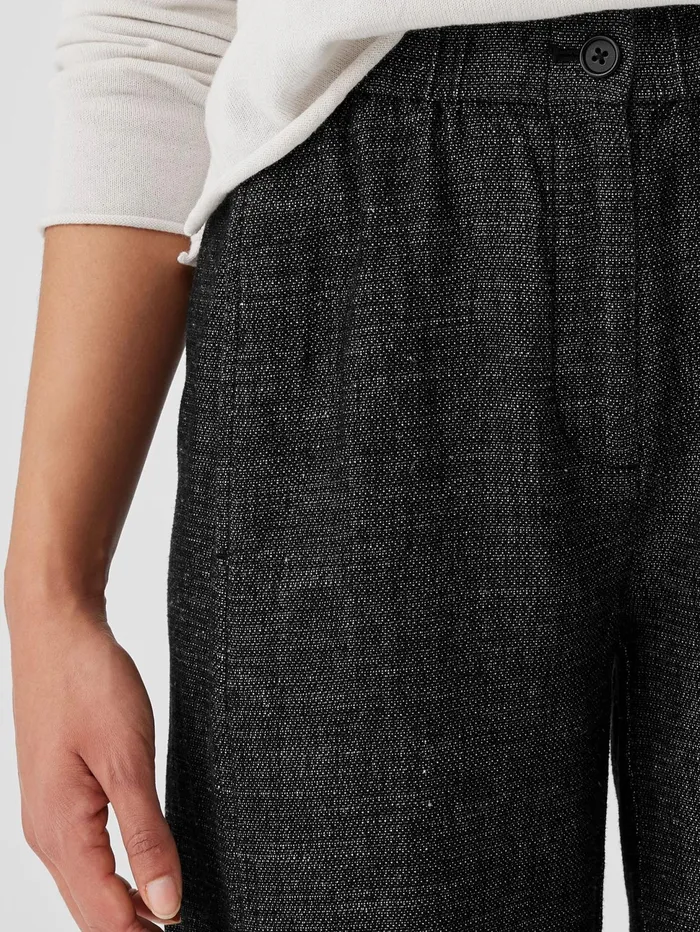 Pants Shorts and Jumpsuits Women Eileen Fisher Tweedy Hemp Cotton WideLeg Pant Black