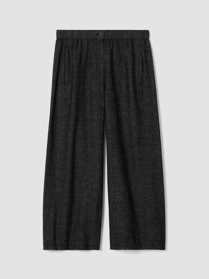 Pants Shorts and Jumpsuits Women Eileen Fisher Tweedy Hemp Cotton WideLeg Pant Black