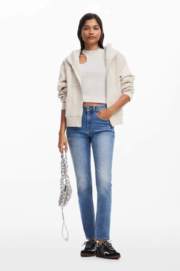 Pants Women Desigual Plain Skinny Jeans Blue