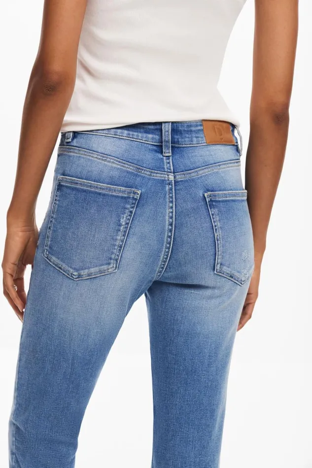 Pants Women Desigual Plain Skinny Jeans Blue