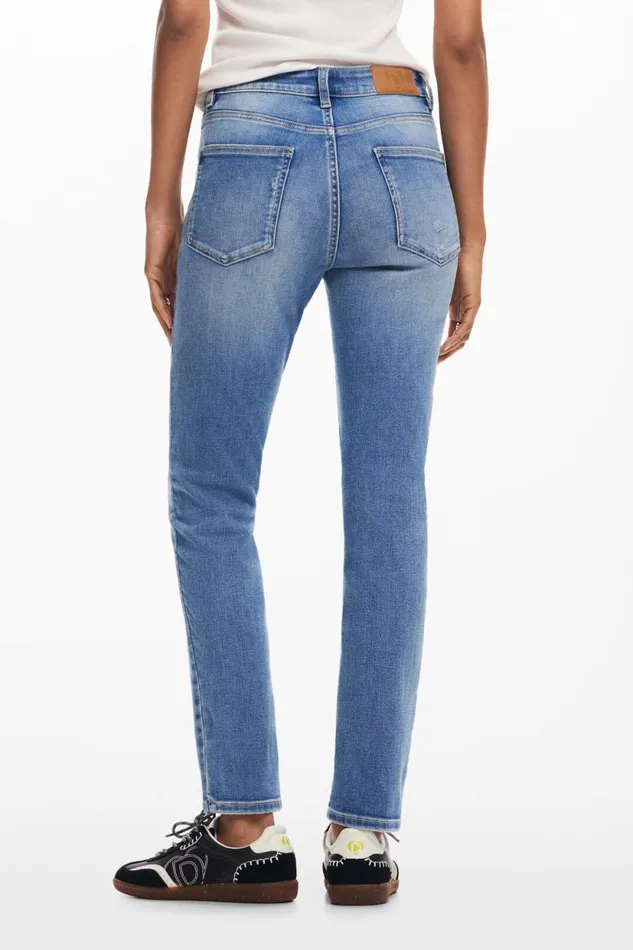 Pants Women Desigual Plain Skinny Jeans Blue