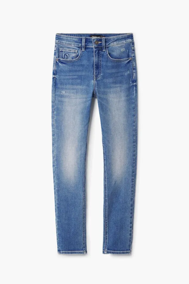 Pants Women Desigual Plain Skinny Jeans Blue