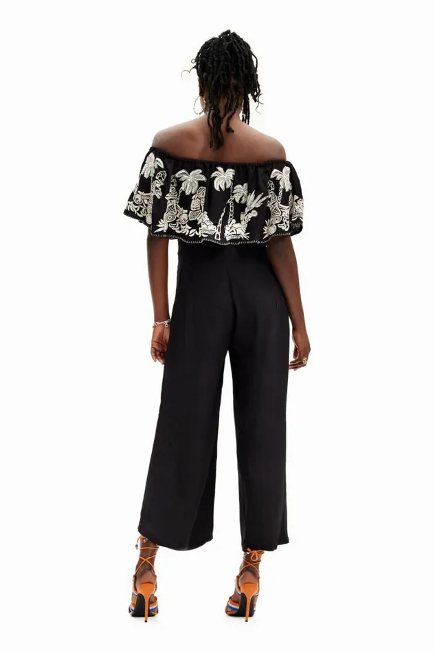Pants Women Desigual Stella Jean Palm Midi Jumpsuit Black