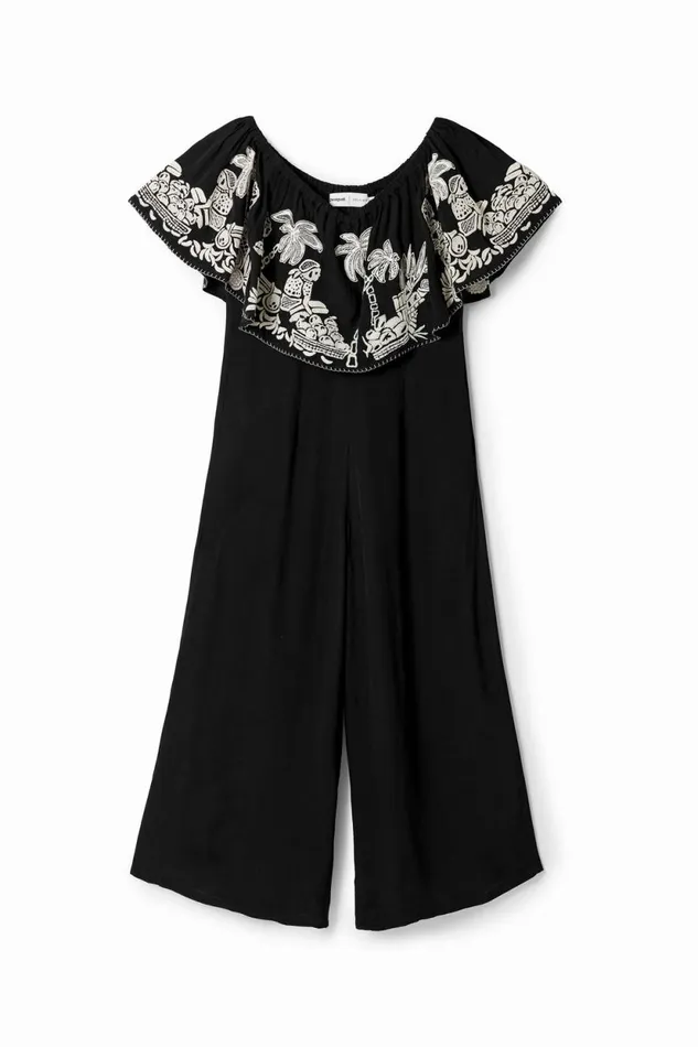 Pants Women Desigual Stella Jean Palm Midi Jumpsuit Black