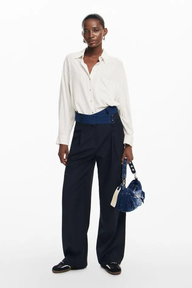 Pants Women Desigual Tailored Combined Trousers Blue