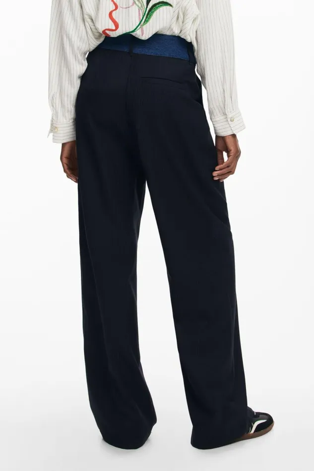Pants Women Desigual Tailored Combined Trousers Blue