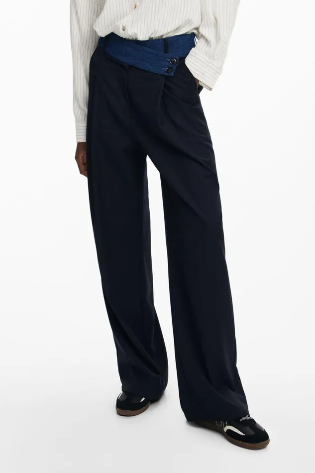 Pants Women Desigual Tailored Combined Trousers Blue